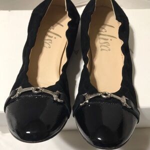 Lalisa suede/patent leather flats. Made in Spain. EUC